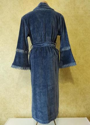 Велюровый халат миди с кружевом  nusa бамбук размер 34/364 фото
