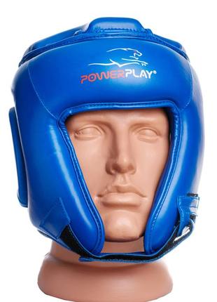 Спортивный боксерский шлем турнирный powerplay 3045 синий s (капа в подарок) pro_15002 фото