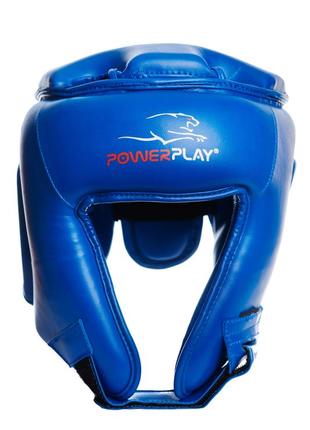 Спортивный боксерский шлем турнирный powerplay 3045 синий s (капа в подарок) pro_15006 фото
