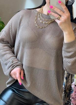Женский весенний свитер в сетку тренд 2024 года в ассортименте цветов