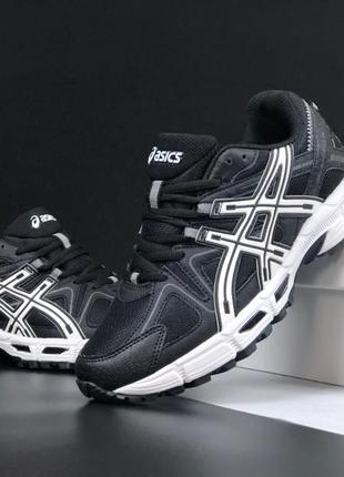 Жіночі стильні легкі якісні кросівки asics gel kahana 8 сітка чорно-білі демісезонні4 фото