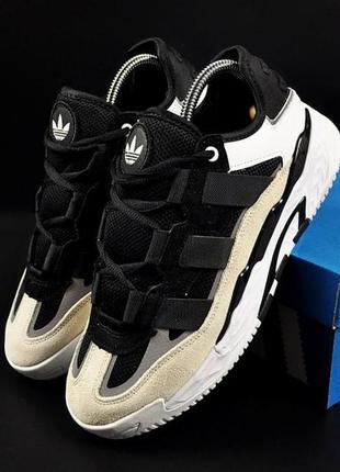 Кросівки жіночі adidas originals niteball black & beige & white👟