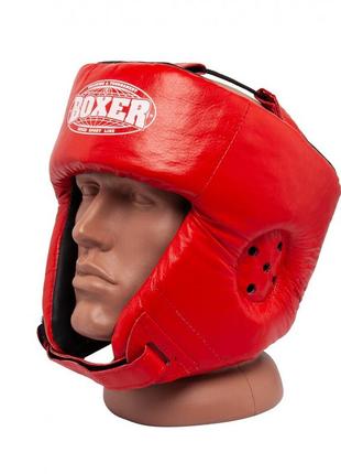 Шлем боксерский boxer  l кожа 0,8-1 мм красный