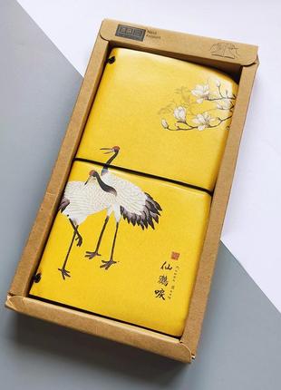 Кожаный блокнот в подарочной упаковке "японский журавль"1 фото