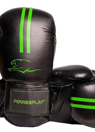 Боксерські рукавиці powerplay 3016 contender чорно-зелені 16 унцій pro1100