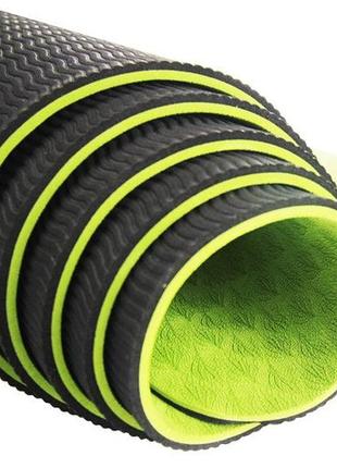 Коврик для йоги и фитнеса u-powex tpe yoga mat green/black (183х61х0.6) pro_7904 фото