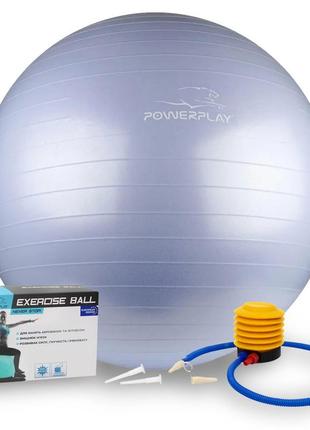 М'яч для фітнесу (фітбол) powerplay 4001 ø75 cm gymball  sky blue + помпа pro699