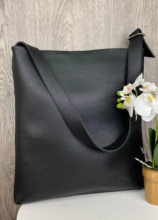 Велика жіноча сумка класична чорна формат а4, якісна та містка сумка для документів pro9491 фото