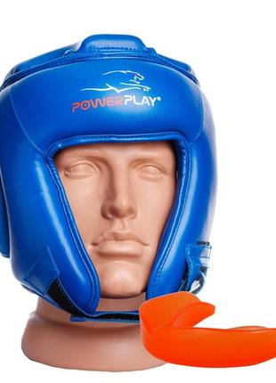 Спортивный боксерский шлем турнирный powerplay 3045 синий xl (капа в подарок) pro_15001 фото