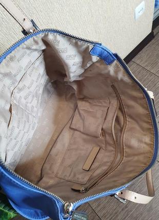Стильная кожаная сумка michael kors jet set leather tote bag, light sky оригинал, отличное состояние незначительных следы использования8 фото
