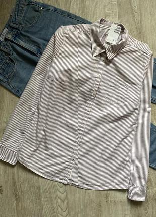 Нм женская рубашка, базова жіноча сорочка, рубашка в полоску, блузка, блуза2 фото