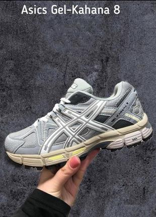 Кросівки жіночі підліткові asics gel kahana 8 сірі з білим2 фото