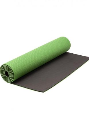 Килимок для йоги та фітнесу ivn 1830*610*6 мм tpe колір зелений-чорний