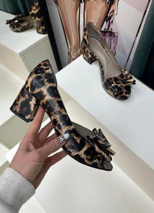 Туфлі з натуральної шкіри під леопарда на зручному каблуку4 фото