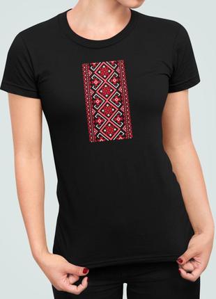 Жіноча патріотична футболка з принтом вишиванка рідна україна