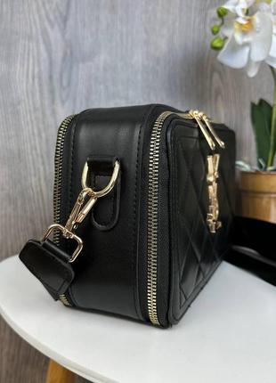 Якісна жіноча міні сумочка клатч ysl чорна екошкіра, стильна сумка на плече pro9493 фото