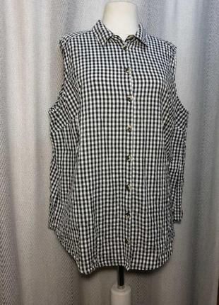 100% коттон. женская натуральная майка, летняя блуза, блузка без рукавов бренда bonmarche, клетка