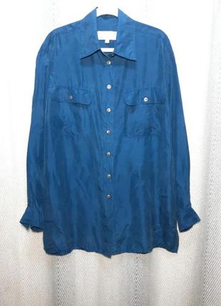 100% шовк. жіноча натуральна шовкова сорочка rebecca sheldon кольору морської хвилі.