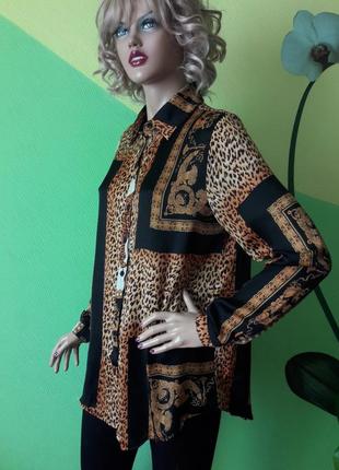Мега модна сатинновая сорочка платочный принт7 фото