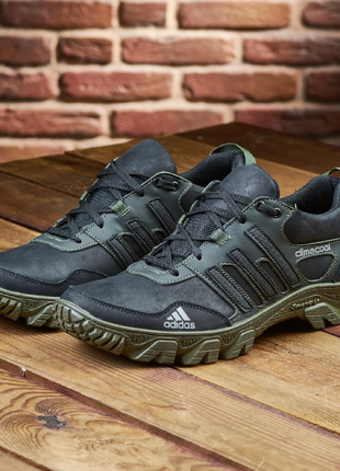 Кросівки adidas осінньо-весняні чоловічі *a 30 ч- олива*, спортивні кросівки з натуральної шкіри2 фото