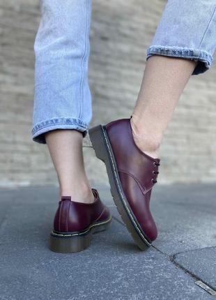Туфли бордовые кожаные на шнурках низком ходу женские натуральная кожа2 фото