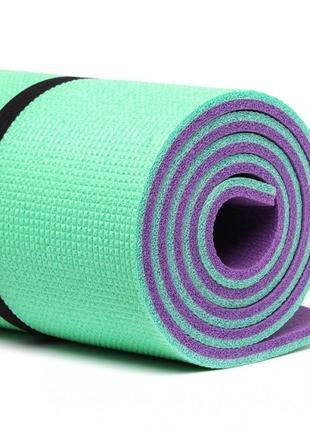 Коврик для фитнеса ivn 1800х600х12 зелено-фиолетовый