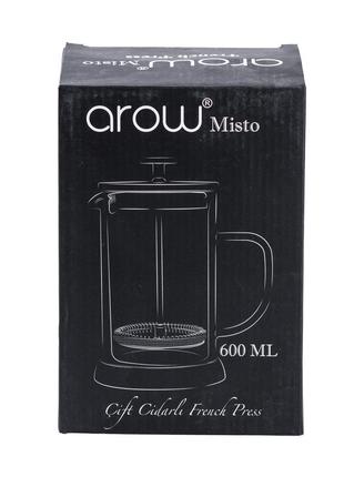 Заварник для чаю та кофе arow 600 мл скляний з френч-пресом5 фото