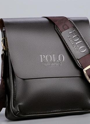 Сумка-планшет чоловіча polo екошкіра, чоловіча сумка через плече шкіряна барсетка планшетка поло pro949