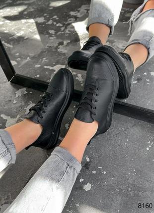 Черные натуральные кожаные кроссовки кеды кожа флотар3 фото