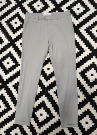 Брюки штани чоловічі класика повсякденні еластичні завужені сірі les deux, розмір m6 фото