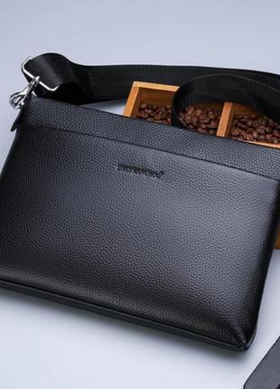 Великий чоловічий шкіряний клатч барсетка чорний. клатч сумка з натуральної сумки для чоловіків pro1099