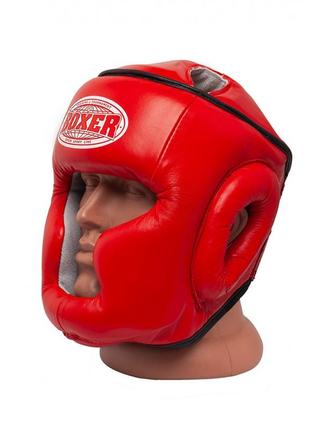 Шлем тренировочный каратэ boxer элит l кожвинил 0,8 мм красный