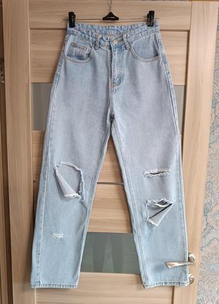 Стильні прямі високі джинси4 фото