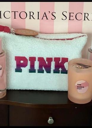 Гламурный клатч из шерпы sherpa beauty bag pink victoria's secret.1 фото
