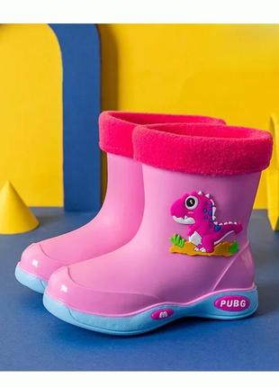 Гумові чоботи для дівчинки рожеві 30р -19 см, резиновые сапоги