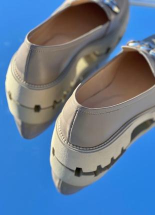 Женские туфли лоферы бежевые натуральная кожа замша под заказ 36-44р все цвета4 фото