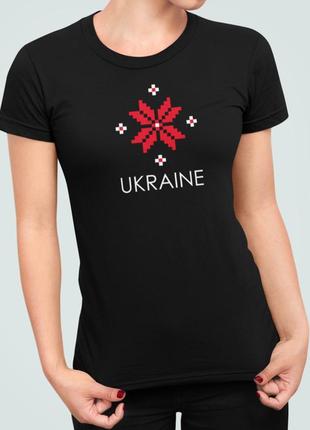 Жіноча патріотична футболка з принтом ukraine вишиванка моя україна