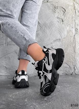 Кросівки жіночі kylie чорні + беж екошкіра/текстиль5 фото