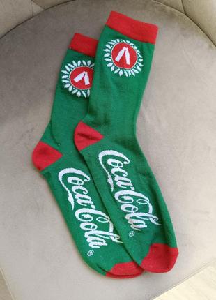Шкарпетки шкарпеточки носки носочки натуральні подовжені coca cola be santa