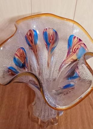 Ваза 39 см вінтаж кольорове скло вінтажна