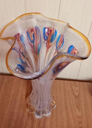 Ваза 39 см вінтаж кольорове скло вінтажна
