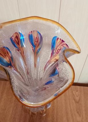 Ваза 39 см вінтаж кольорове скло вінтажна