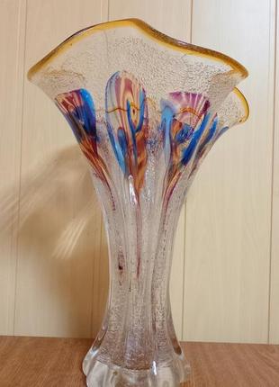 Ваза 39 см вінтаж кольорове скло вінтажна