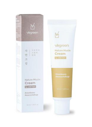 Крем для обличчя з натуральним муцином nature mucin cream від веганського корейського бренду vegreen