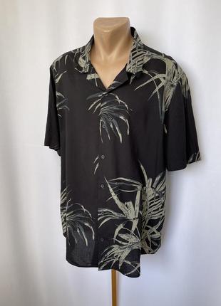 George рубашка гавайка черная с листьями черная вискоза хлопок