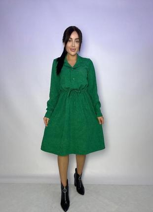 Сукня вельветова на гудзиках вільного крою міні з поясом бордова зелена якісна стильна7 фото