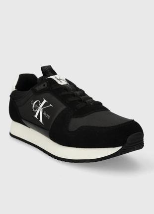 Кросівки calvin klein jeans runner sock laceup ny-lth колір чорний ym0ym005536 фото