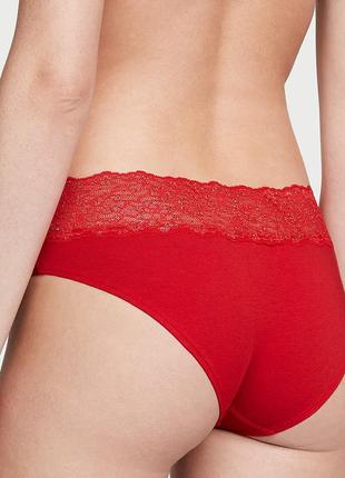 Бавовняні трусики з мереживною талією shimmer lace-waist cotton hiphugger panty lipstick size l