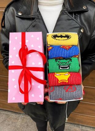 Жіночі шкарпетки, набір жіночих шкарпеток 36-41 5 пар з мультяшним малюнком у подарунковій коробці pro_355