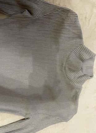Сіра сукня міді в рубчик2 фото